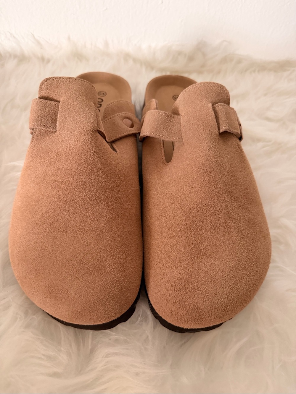 Women's Suede Slip-On Mules in Light Brown (Taupe)